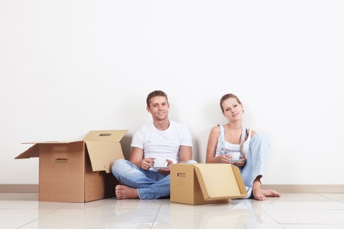 Packed boxes and furniture ready for storage
